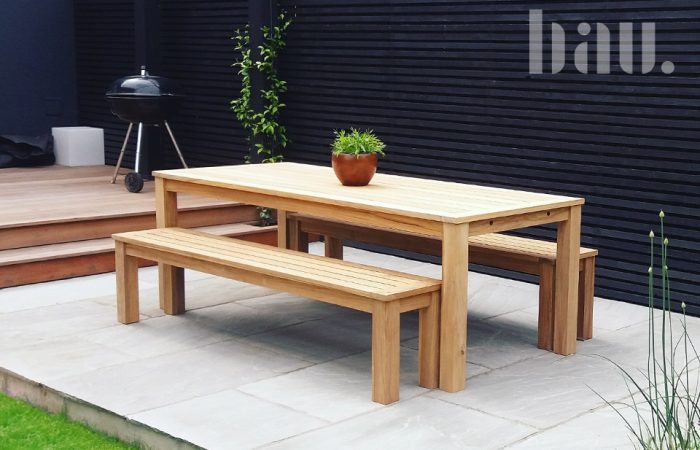 Contemporary Garden Table and Benches Bau