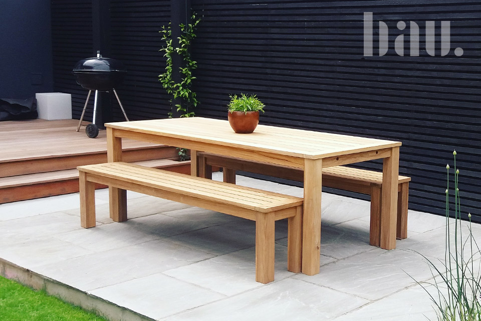 Contemporary Garden Table and Benches Bau